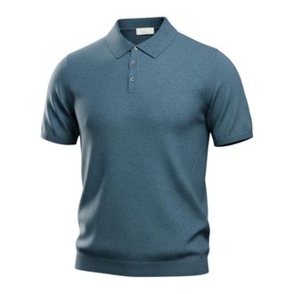 Roberto Collina Polo Shirts, male, Blue, Size: L Frottee-Polo
