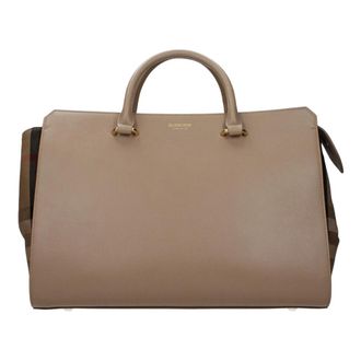 Burberry Handbags, female, Beige, ONE SIZE, Beige Leather Handbag with Front Logo