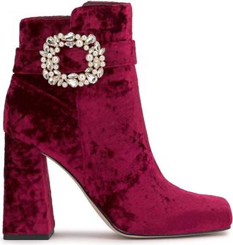 Jessica Simpson Womens Luminna Block Heeled Bootie In Oxblood