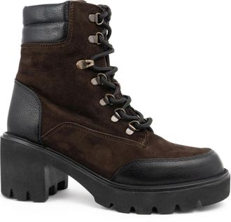 Sergio Moretti Casual Zwarte Enkellaarsjes - Dames - Veterlaarzen - Bruin - 38 EU - Leer - Schoenen