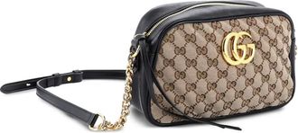 Gucci GG Marmont Shoulder Bag Diagonal Quilted GG Canvas with Leather Small crossbody bag - Zwart
