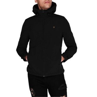 Farah Heren Logo Polyester Full Zip Hoodie (Diep zwart)