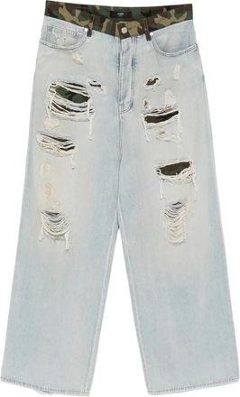 Amiri Jeans met camouflageprint en distressed effect - Heren - Loose Fit Jeans - Blauw - W30 - Katoen - Jeans