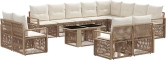 vidaXL Conjunto De Sof&aacute;s De Jard&iacute;n 13 Uds. Beige Y Blanco Crema Vidaxl