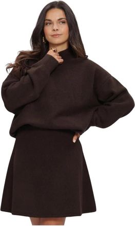 Notre-V Nv-Iga Sweater - Dames - Coltruien - Bruin - M - Wol - Truien & Vesten