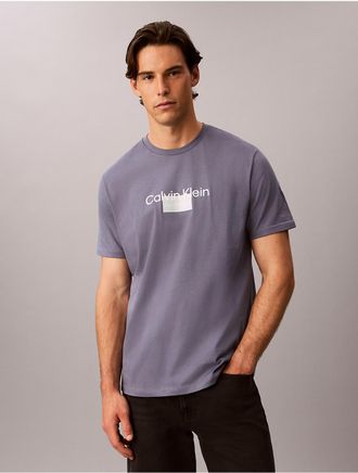 Calvin Klein Mens Box Logo Crewneck Tee - Blue - 2XL