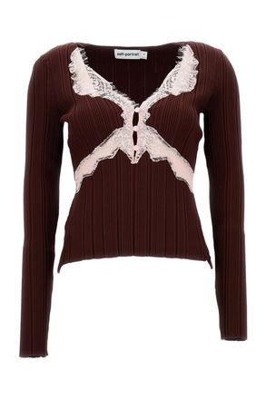 Self Portrait Lace Knit Top