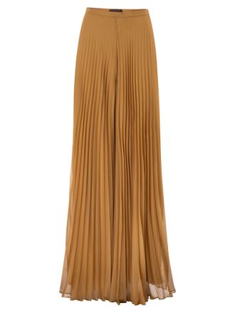 Max Mara Mxegrembo geplooide Georgette-broek met wijde pijpen