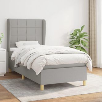 vidaXL Vidaxl - Cama Box Spring Con Colch&oacute;n Tela Gris Claro 90x190 Cm