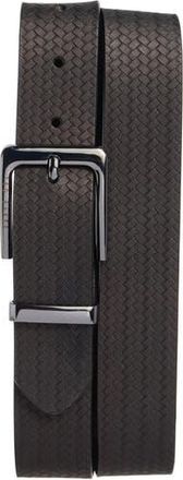 Ted Baker Reversible Embossed Leather Belt in Black at Nordstrom Rack, Size 38
