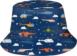 AOOEDM Helicopter Bucket Hat Cute Airplane Bucket Hat Boys Hat Fisherman Hatt Sun Hat for Women Men