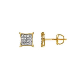 LuvMyJewelry Nobreza 10K Yellow Gold Diamond Unisex Earrings - 0.12 Cts at Nordstrom