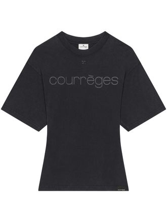 Courr&egrave;ges Logo Print T-Shirt Fitted Minimalist T-Shirt