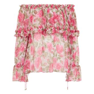 Chlo&eacute; Blouses, female, Pink, Size: XS Silk Floral Blouse
