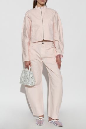 Alaia Jacket With A Stand-up Collar, Womens, Pink