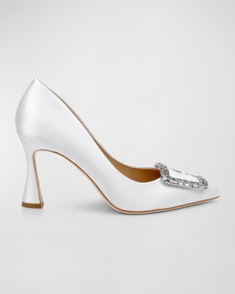 Badgley Mischka Aubree Silk Buckle Pumps