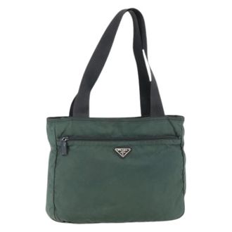 Prada Pre-owned Tote Bags, female, Green, Size: ONE SIZE Pre-owned Nylon Tote Bag