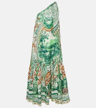 Camilla Printed one-shoulder silk maxi dress