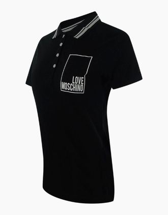 Love Moschino Womens Love Moschino Small Box Logo Black Polo Shirt - Size: 18/16