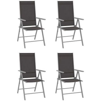 vidaXL Sillas De Jard&iacute;n Plegables 4 Pcs Black Textilene