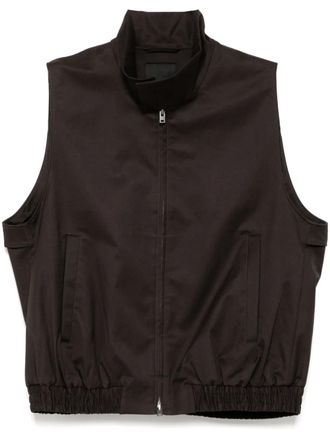 JNBY stand collar short vest - women - Cotton - S - Brown