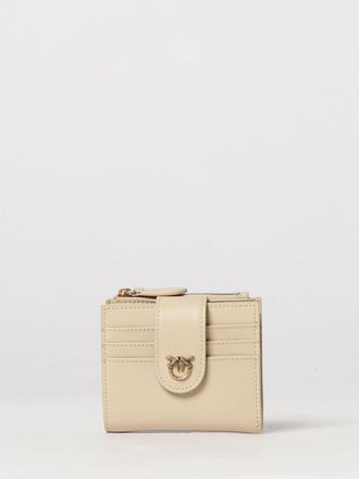 Pinko Small Smooth Leather Wallet with Metallic Love Birds Logo