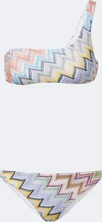Missoni Zigzag one-shoulder lam&eacute; bikini