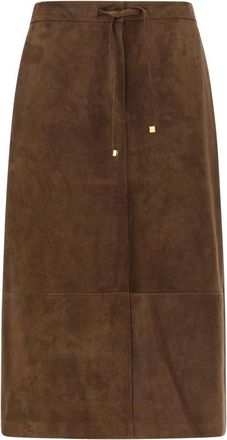Max Mara S Smm Gazza Midi Rok - Dames - Leren & Su&egrave;de rokken - Bruin - XS - Leer - Rokken