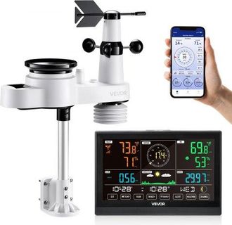 OEM 5 En 1 Estaci&oacute;n Meteorol&oacute;gica Solar Wifi, Con Pantalla Va De 190,5 Mm, Sensor Solar Exterior, Pron&oacute;stico Del Tiempo, Temperatura, Humedad, Precipitaci