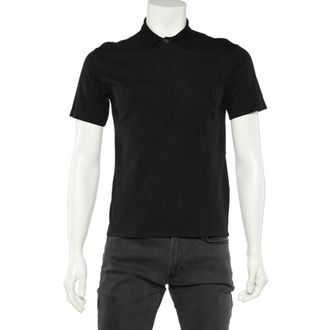 Emporio Armani Black Logo Embroidered Cotton Pique Polo T-Shirt