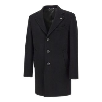 Manuel Ritz Single-Breasted Jas - Heren - Mantel - Zwart - L - Wol - Jassen