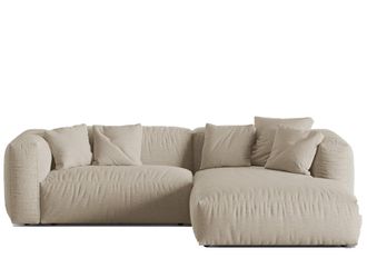 MICADONI Modulares 3-Sitzer Design Ecksofa Martina - Strukturstoff Light Beige