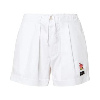 GCDS Logo-patch Katoenen Shorts - Dames - Korte Broeken - Wit - XL - Katoen - Korte Broeken