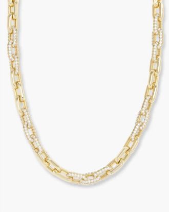 Melinda Maria Womens Frankie Pave Chain Necklace In Gold