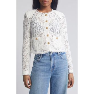 LoveShackFancy Richard Lace Jacket in Off White at Nordstrom, Size 00