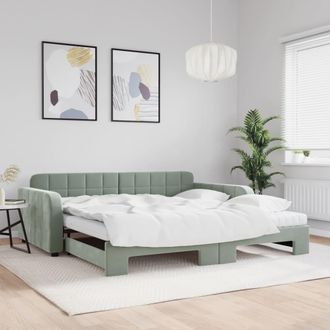 vidaXL Vidaxl - Sof&aacute; Cama Nido Con Colch&oacute;n Terciopelo Gris Claro 100x200 Cm