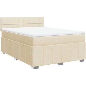 vidaXL Cama Box Spring Con Colch&oacute;n Tela Color Crema 140x200 Cm Vidaxl