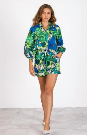 Lavender Brown Leanna Top In Green/blue