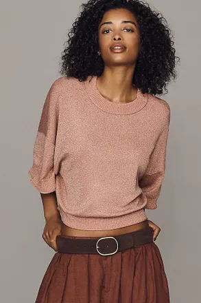 Anthropologie By Anthropologie Goldie Shine Crew-Neck Sweater