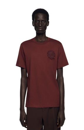 Sandro Cotton crochet flower T-shirt in Chocolate at Nordstrom, Size Xx-Large