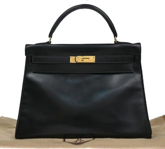 Herm&egrave;s Black Kelly With Gold Hardware 32Cms Size M