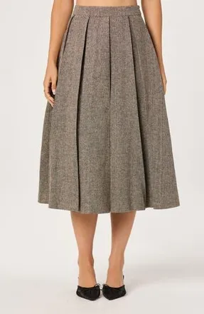 ASTR the Label Pleated Midi Skirt in Taupe Black Fleck at Nordstrom Rack, Size X-Small