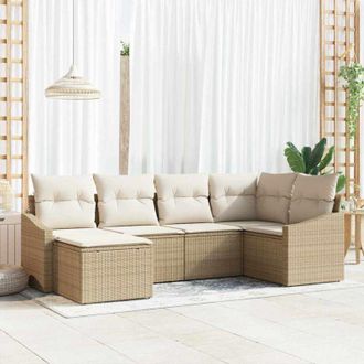vidaXL Vidaxl - Conjunto De Comedor De Jard&iacute;n Con Coj&iacute;n 6 Pcs Beige, Crema