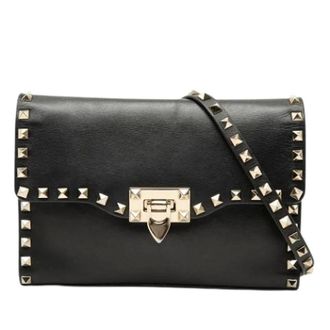Valentino Pre-owned Cross Body Bags, female, Black, Size: ONE SIZE Pre-owned Studded Crossbody Bag