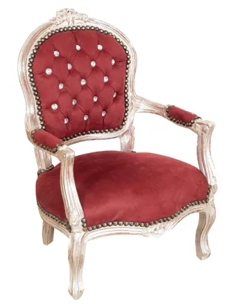 Biscottini International Sill&oacute;n Cama Barroco 73x50x51 Silla Con Brazos Luis Xvi Estilo Franc&eacute;s Sill&oacute;n De Dormitorio Tapizado Mini Sill&oacute;n Con Reposabrazos