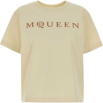 Alexander McQueen Yellow Crew Neck Logo Print T-Shirt
