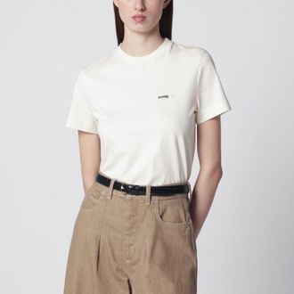 Jacquemus T-shirt in cotone beige con logo