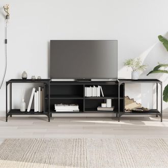 Berkfield Home TV Cabinet Black 203x37x50 cm Engineered Wood | Size: 203 x 37 x 50 cm