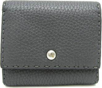 Fendi Selleria Dark Gray Leather Wallet (Bi-Fold) (Pre-Owned)