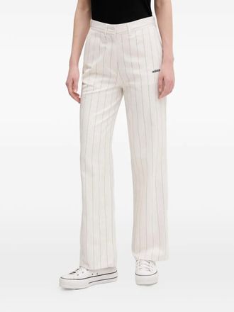 adidas pinstripe-pattern logo trousers - White